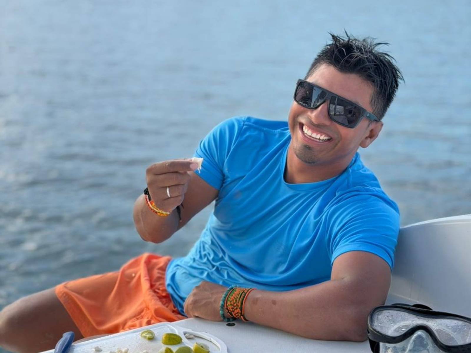 Sailboat captain in San Blas Islands Panama aboard Bavaria 35