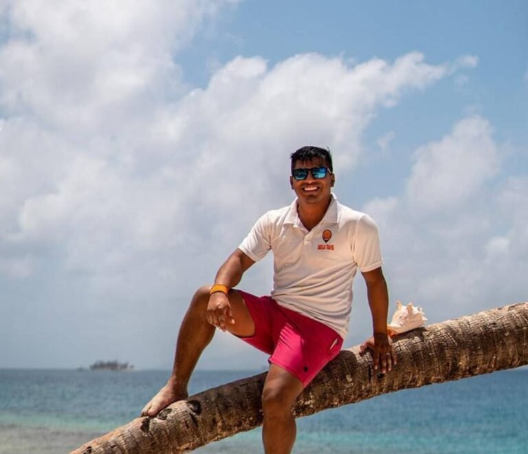 Captain on board Bavaria 35 sailboat in San Blas Islands, Panama