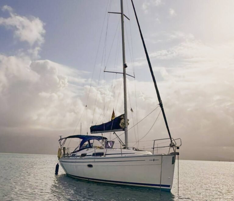 Bavaria 35 sailboat anchored in turquoise waters of San Blas Islands Panama