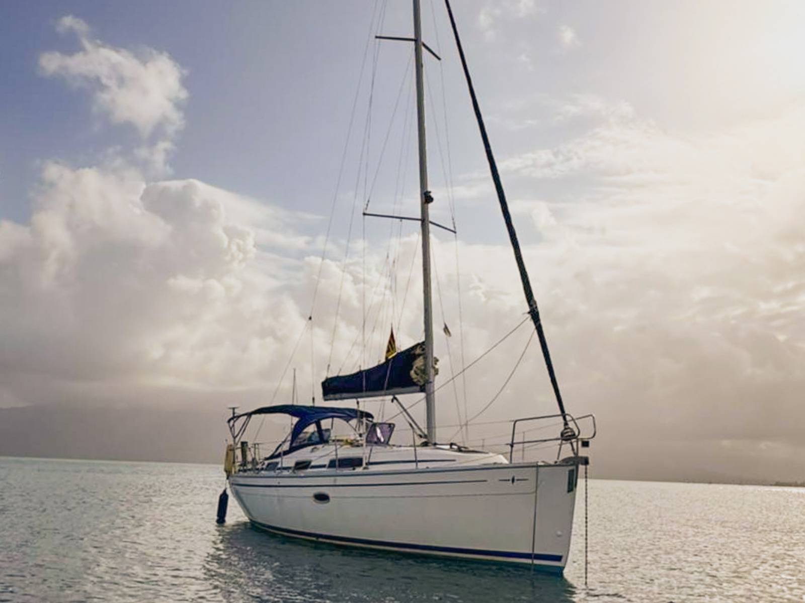 Bavaria 35 sailboat anchored in turquoise waters of San Blas Islands Panama