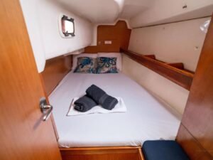 Comfortable sleeping cabin onboard sailing yacht in Guna Yala Panama