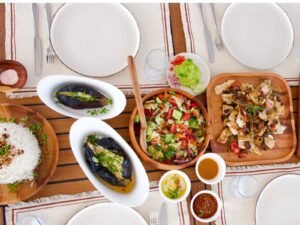 Gourmet lunch served onboard SunReef 62 catamaran in San Blas with fresh seafood