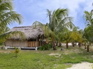 Exterior garden view of deluxe cabins in Dutch Cays San Blas Panama
