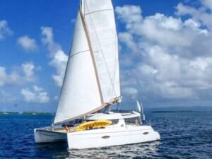 Lipari 41 catamaran sailing in Caribbean waters of San Blas Panama