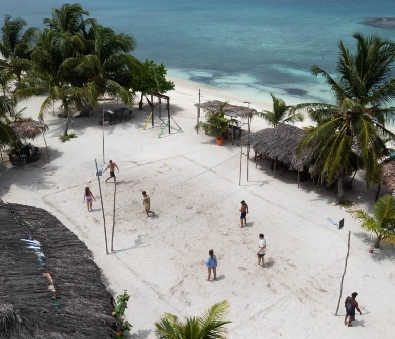 Aerial beach view of Dutch Cays island in San Blas Panama