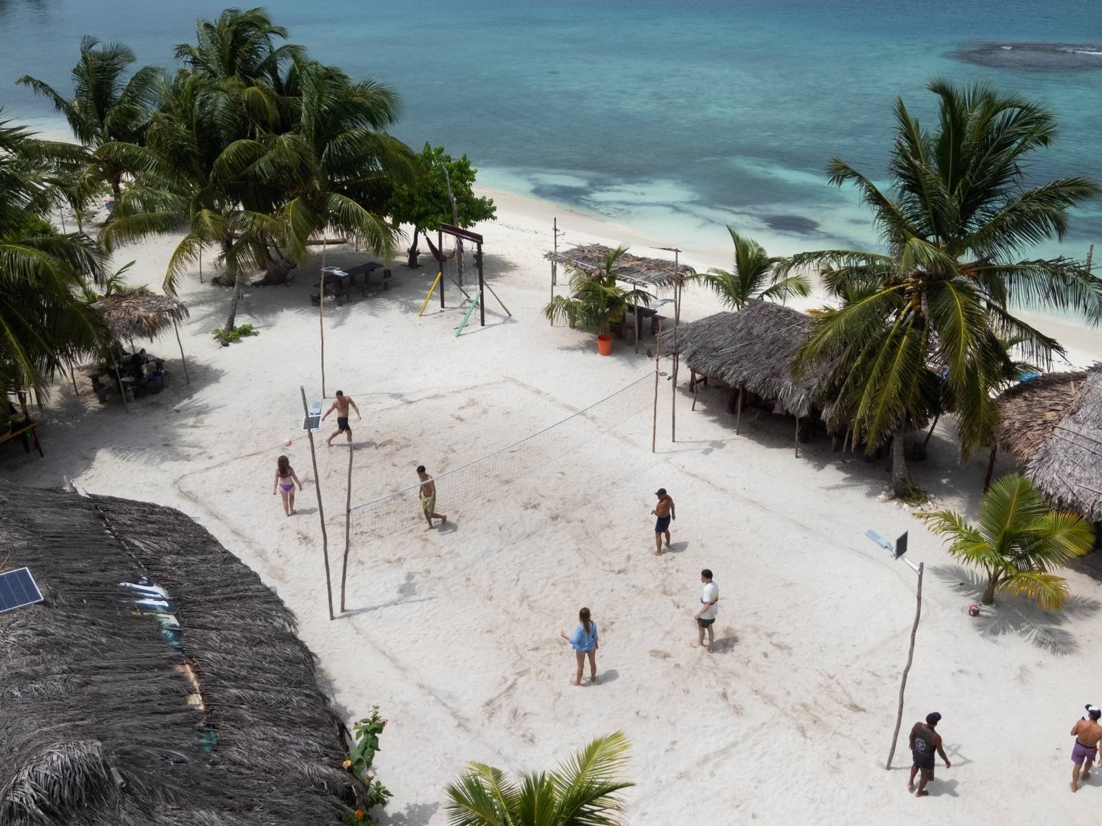 Aerial beach view of Dutch Cays island in San Blas Panama