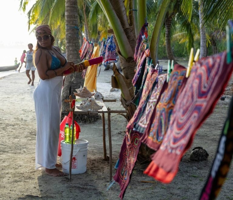 Local Guna handicrafts market in Dutch Cays San Blas Panama