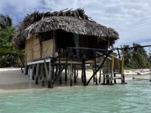 Overwater bungalow cabin in Dutch Cays San Blas Panama