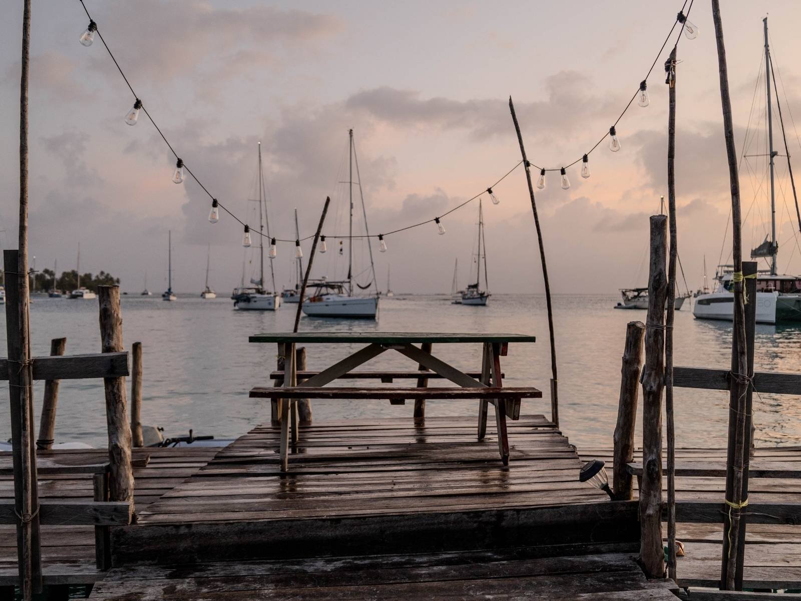 Romantic dinner by the sea in Dutch Cays San Blas at night
