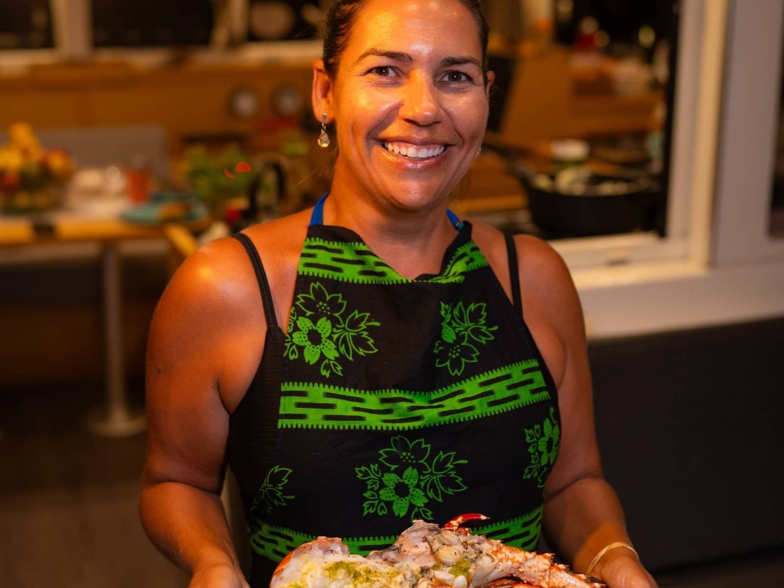 Chef onboard Lagoon 40 catamaran preparing fresh meals in San Blas