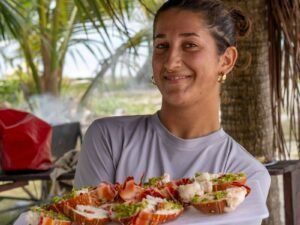 Fresh gourmet meal served onboard Lagoon 440 catamaran in San Blas