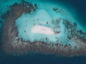 Aerial view of natural pool in Dutch Cays San Blas Panama