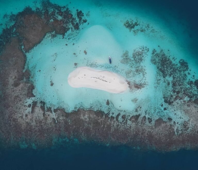 Aerial view of natural pool in Dutch Cays San Blas Panama