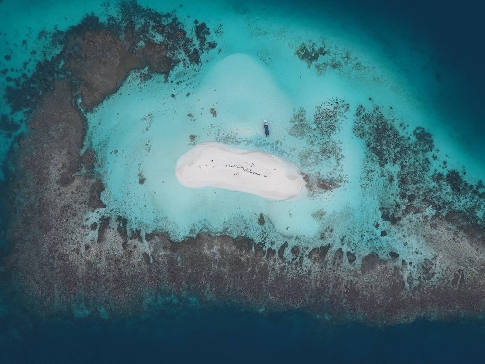 Aerial view of natural pool in Dutch Cays San Blas Panama