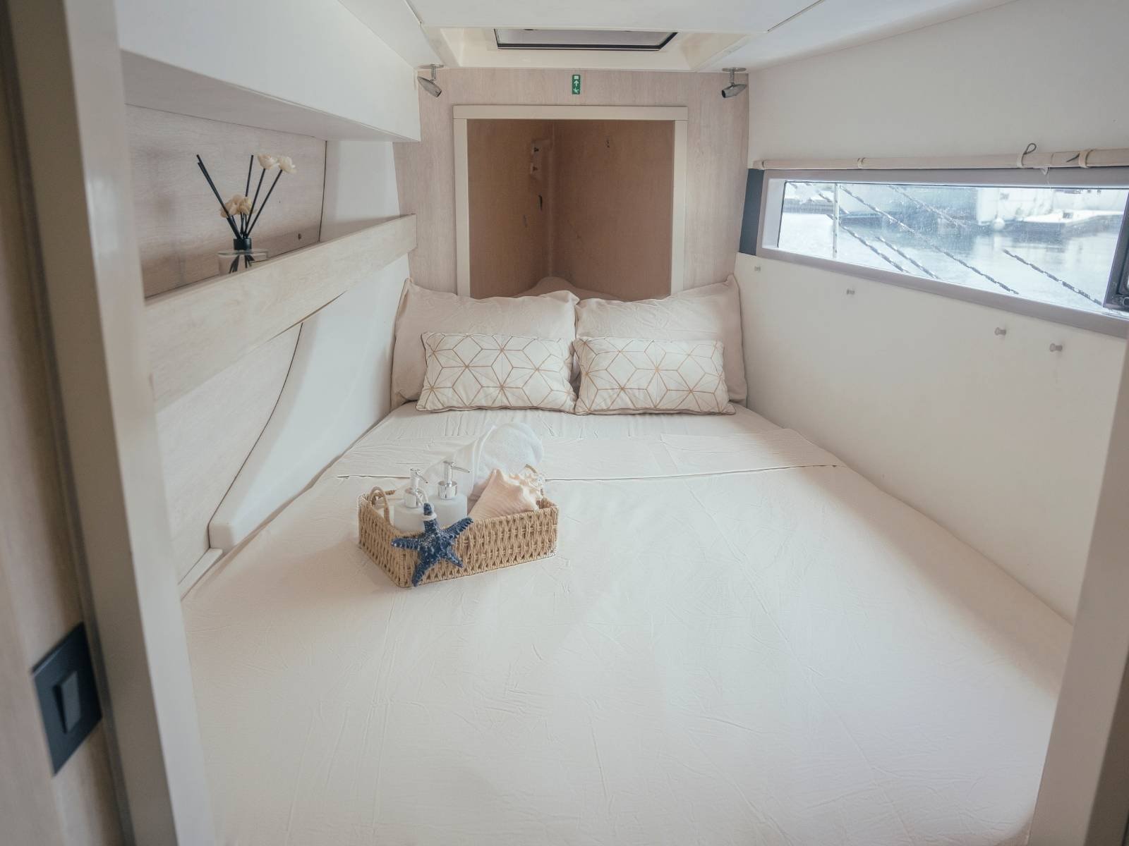 Double cabin inside Leopard 40 catamaran in San Blas with modern comfort