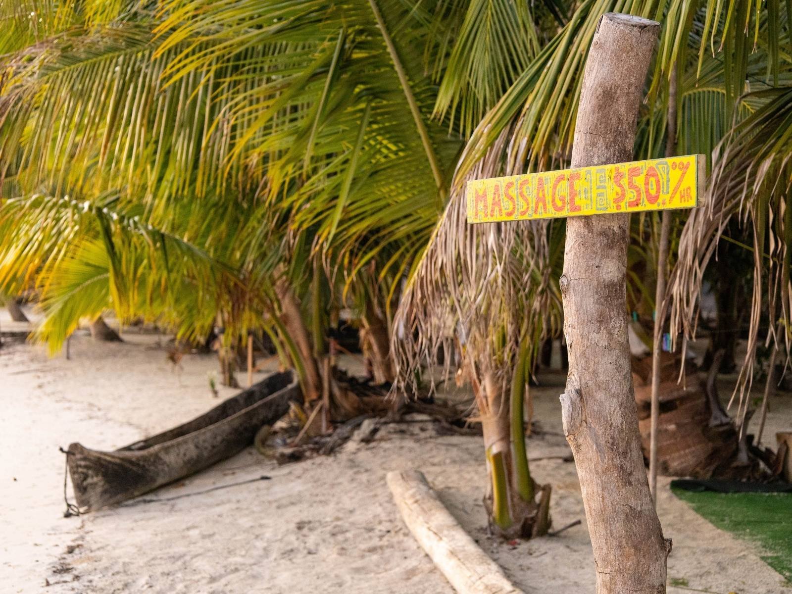 Island wellness path surrounded by palm trees in Dutch Cays San Blas