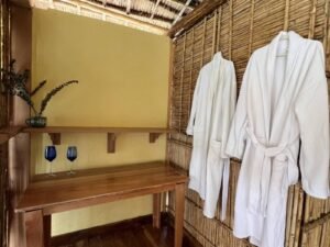 Private bathroom amenities inside bungalow cabin in Dutch Cays San Blas
